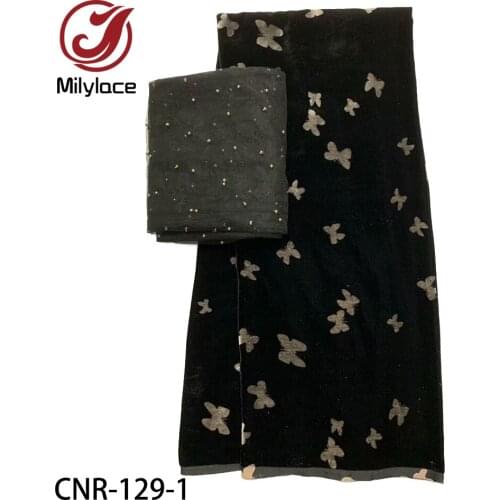 African Lace Fabric 2020 High Quality Velvet Nigerian Wedding Dress Lace Fabrics A Suit 5+2 Yards Per Lot CNR-129