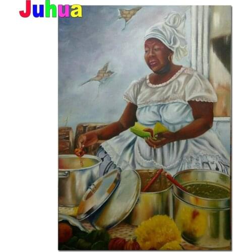 Diamond painting rhinestones Embroidery food Diamond Paint Full drill Square Picture Rhinestone African woman Mosaic Kit