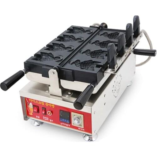Free shipping Digital disp Ice cream Taiyaki Machine with Open Mouth Tailed fish cone maker