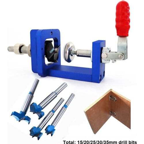 Woodworking Hole Drilling Guide Locator W/ Fixture 15-35mm Hinge Boring Jig Hole Opener Puncher Template Cabinet Door