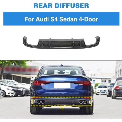 Carbon Fiber Rear Bumper Diffuser Lip Spoiler for Audi S4 Sedan 2018 2019 Car Rear Bumper Diffuser Lip Spoiler Splitters