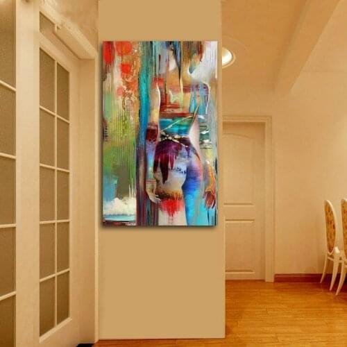 Home Decor Nordic Canvas Painting Wall Art Watercolor Figure Abstract Print Girl Bedroom Poster Colorful Minimalist Oil Painting