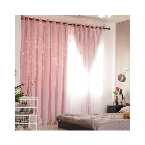 Double lace shading, hollow curtain, custom Princess Pink curtain, bedroom, living room curtain, finished products