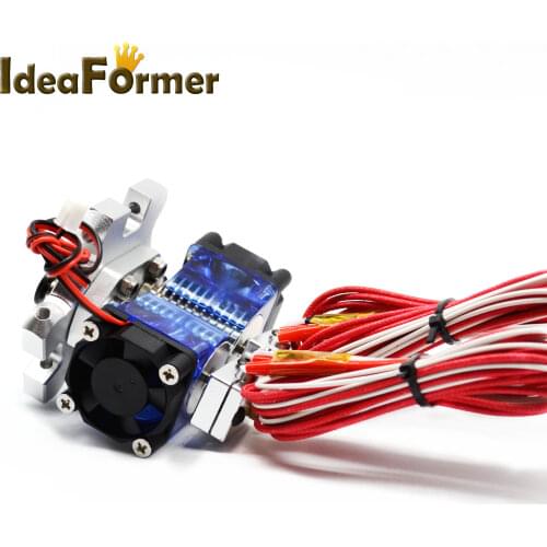 E3D V6 Hot End Dual Head Extruder with 0.4mm Brass Nozzle+12/24V Cooling Fan+effector For 3D Printer Parts 1.75mm Filament