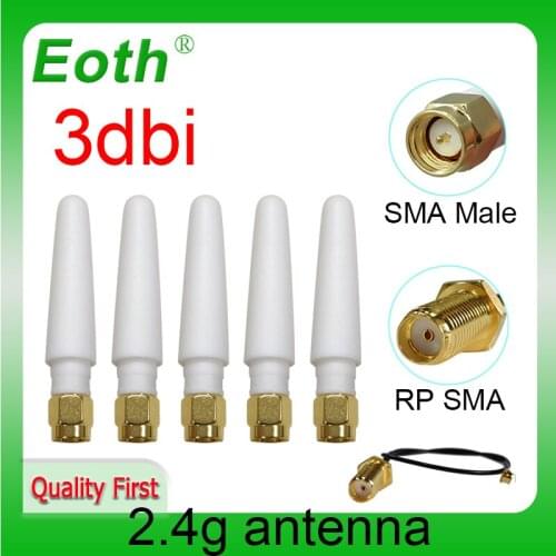 2.4GHz Antenna 3dbi SMA Male Connector Plug 2.4g Directional Antena Small Size 2.4GHz Antenne + 21cm RP-SMA Pigtail Cable