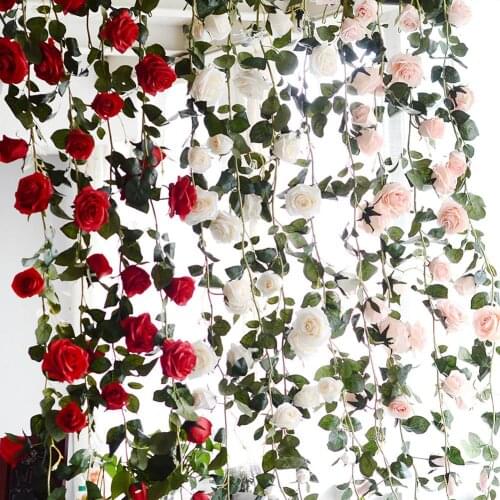 1.8m Artificial Australian Rose Cane Vivid Flower Rose Cane Decor Garden Winding Artificial Vines for Wedding Arch Party Decor