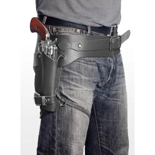 Cosplay Cowboy Steampunk Pistol Revolver Holster Belt Outlaw Sheriff Gun Holder Bag Drop Leg Gunfight Gear Accessory For Larp
