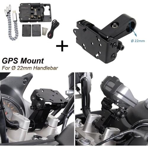New Black Motorcycle Accessories For Ø 22mm Handlebar GPS Mount With Handlebar Clamp Phone Bracket Holder