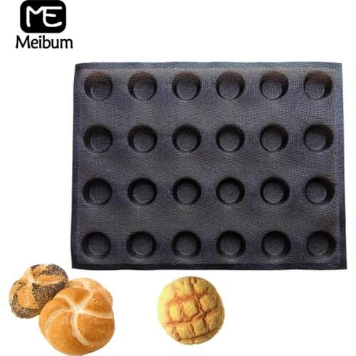 Meibum 24 Cavity Silicone Non Stick Bread Mold Party Homemade Round Bun Mould Make For Cookie pastry Bakeware Baking Tools