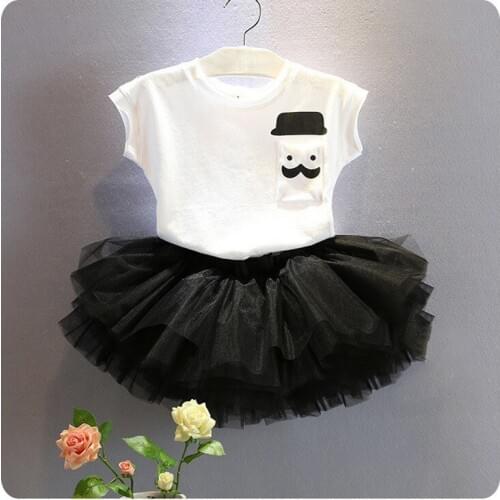 Korean Girl Childrens Garment 2016 Wear New Girl Baby T-Shirt Base Bottoming Sweater Yarn Half-body Short Skirt 2 Pieces Suit