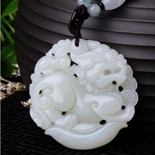 Natural and Tian Yu Pi Xiu Pendant White jade Lucky brave jade pendant Lucky double brave double engraved men and women mod2650