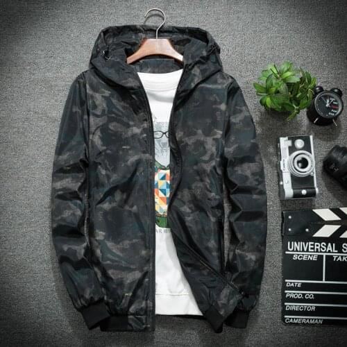 New Spring Coat Mens Camouflage Korean Youth Hooded Casual Jacket Fashion Mens Spring and Autumn Wear