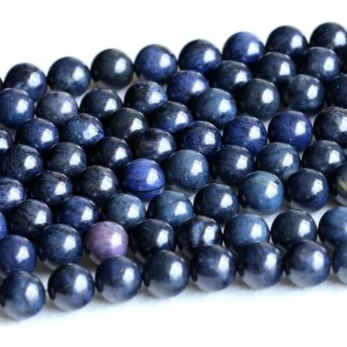 Wholesale Natural Genuine Dark Blue Dumortierite Round Loose Stone Beads 4-12mm DIY Jewelry Necklaces or Bracelets 15" 05236