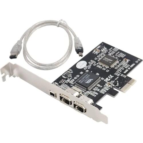 PCIe 3 Ports 1394A Firewire Expansion Card PCI Express to IEEE 1394 Adapter Controller 2 x 6 Pin And 1 x 4 Pin For Desktop PC