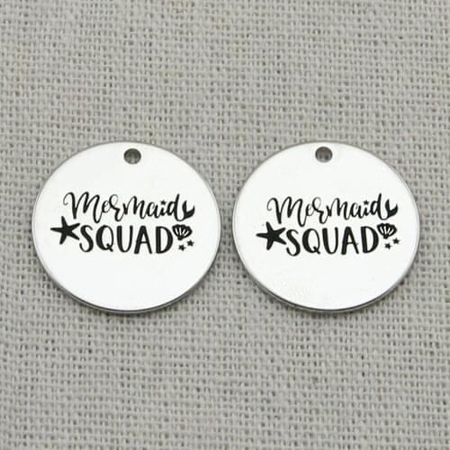 Mermaid Squad Charm,Mermaid Charm, Beach Pendants,Boho Jewelry,DIY Faith pendant ,22mm,5Pcs/Lot