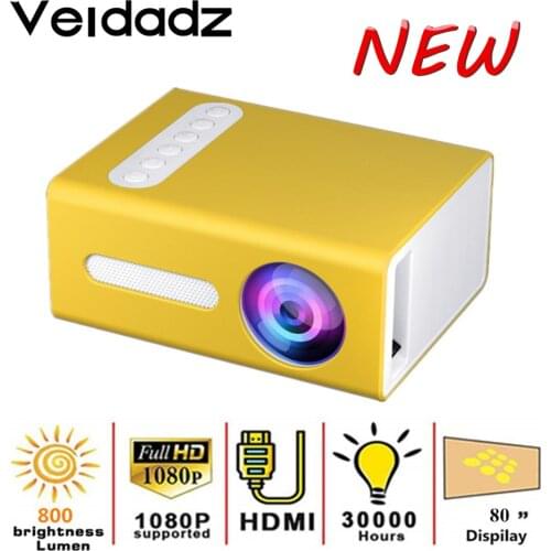 VEIDADZ New T300 Mini LED Projector 320x240 Pixels 800 Lumens Portable HD Home Media Video Player Built-In Speaker