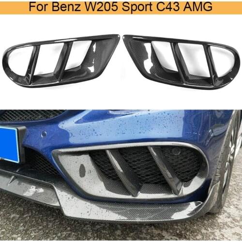 Carbon Fiber Front Bumper Air Vent Cover Trim for Mercedes Benz W205 C Class C200 Sport C43 AMG 2015-2019 Car Fog Grill Frame