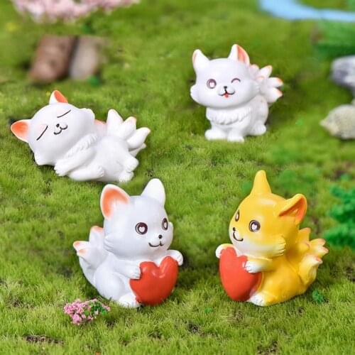 Cartoon Fox Shape Resin Crafts Micro Landscape DIY Bonsai Ornaments Garden Decor Home Car Tabletop Ornament Crafts Gift
