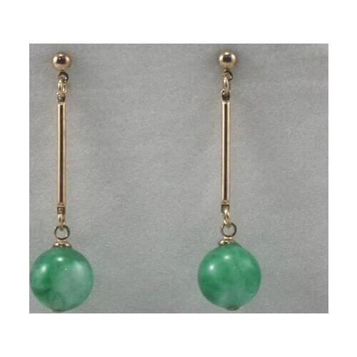 Hot sell new - whosale simple 10mm green jade earrings