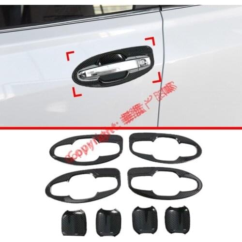 Carbon Fiber Style Door Handle Bowl Cover Cup Trim Molding Garnish For Subaru Forester SK 2018 2019