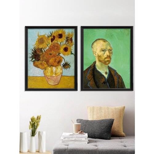 Van Gogh chair Cypresses Montmartre on Moulin de felt garden Galette sunFlower Saint Poster Room Gift Home Art Silk Prints Decor