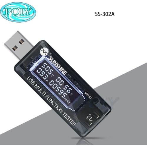 SUNSHINE SS-302A Digital Dispay USB Tester Current Voltage Charger Capacity Doctor Quick Charge Power Bank Meter Voltmeter