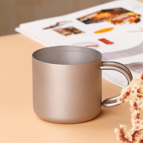 Tiartisan New Arrival 110ml Camping Titanium Cup Titanium Double Wall Cup Water Coffee Tea Cup Mug with Foldable Handle