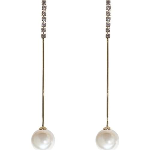 Slim Face Earrings 2021 New Earrings Dongdaemun Earrings Female Temperament Long Pearl Stud Earrings New Arrival Wholesale