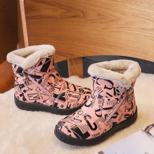 Waterproof Children Snow Boots Girls & Boys Winter Boots With Plush Fashion Kids Outdoor Shoes Size 28-36