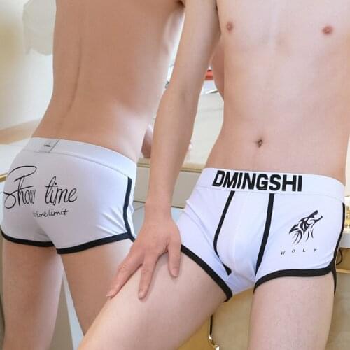 WIZITAN new mens underwear solid color cartoon printed cotton personality fashion boxer briefs