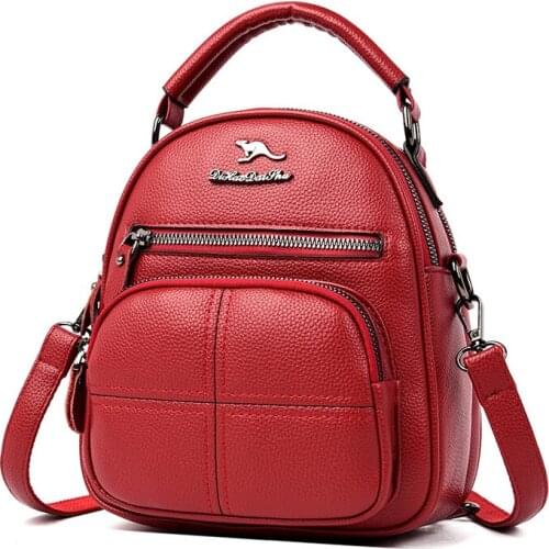 Women Multifunction Leather Backpacks Sac A Dos Female Travel Shoulder Bag Leather Bags Women Bagpack Ladies Back Pack Mochilas