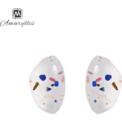 Amaiyllis Chic Crystal Tortoiseshell Stud Earrings For Women Simple Resin Post Earrings Irregular Geometric Earrings Pendientes