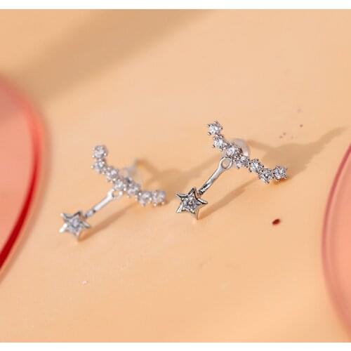 2019 New Fashion 925 Sterling Silver Rhinestone Star Stud Earrings For Women Jewelry Free Shipping Brincos