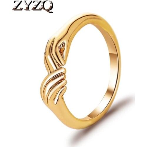 ZYZQ Creative Three-Dimensional Design Index Finger Ring Simple Holding Hands Couple Ring Cocktail Party Accessories