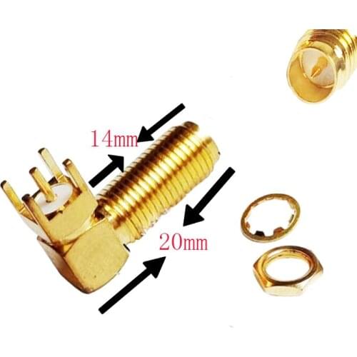 50pcs RP-SMA Female Right Angle 90 Degree Mount PC Board PCB RF Adapter Connector 20mm