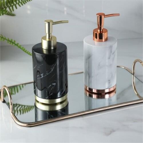 Bathroom Accessories Set Ceramic Soap Dispensers/Dishes Toothbrush Holder & Gargle Cups Wedding Gifts Black & Gold Marbling