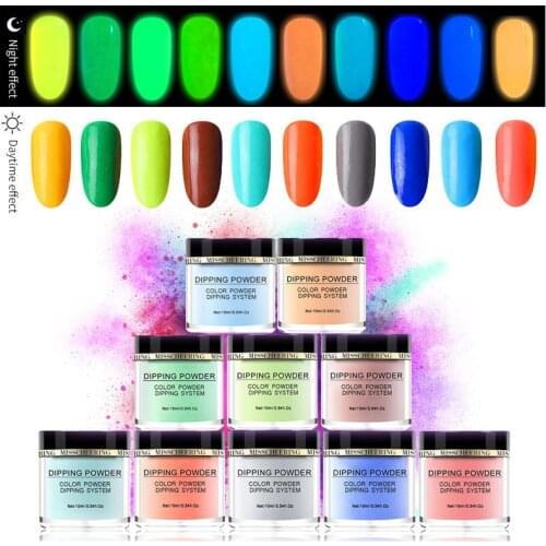 10Color Acrylic Nail Powder Luminous Color Sticky Powder, Acrylic Nail Powder Nail Glitters Glow in the Dark