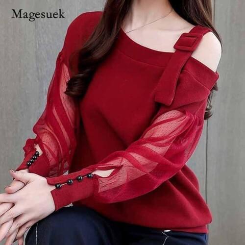 Women Fashion Long Sleeve Blouses Skew Collar Clothing Female Shirt 2020 Autumn Sexy Off Shoulder Solid Pullover Shirt 1224 40