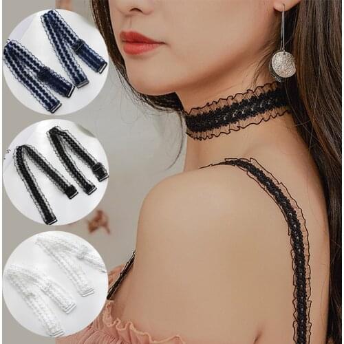 3/2/1Pair Bra Invisible Hollowed Lace Flower Double Shoulder Straps Anti Skid Bra Shoulder Strap Women Intimates Accessories