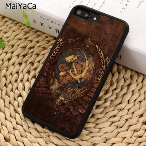 MaiYaCa Soviet Union USSR Grunge Flag Red God Russia Phone Case For iPhone 6 7 8 plus 11 12 Pro X XR XS Max Samsung Galaxy S8 S9