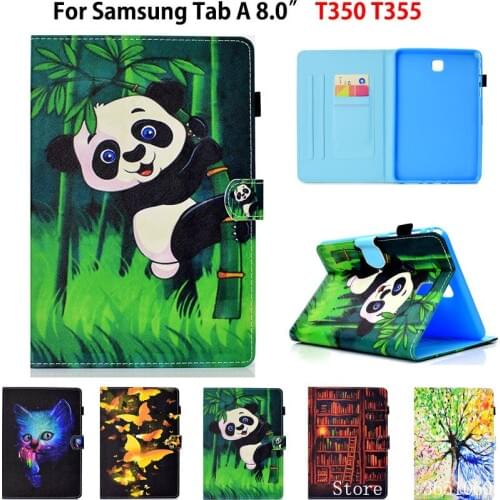 Case For Samsung Galaxy Tab A 8.0 inch T350 T355 P350 P355 SM-T350 Cover Smart Case Panda butterfly Funda Tablet Stand Shell