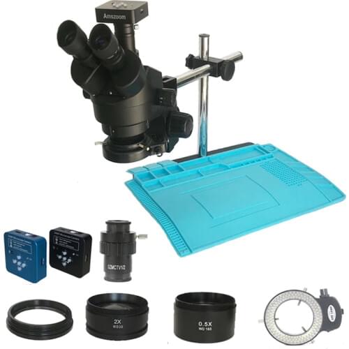 34MP Digital Video HDMI-Compatible Microscope Camera 3.5X-90X Simul-Focal Trinocular Stereo Soldering PCB Phone Repair Kit