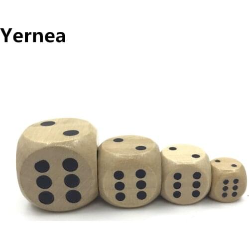 Yernea 50Pcs High-quality 12mm 16mm 20mm 25mm Wooden Dice Children Teaching DIY Standard Cube Point Soild Wood Dice Wholesale