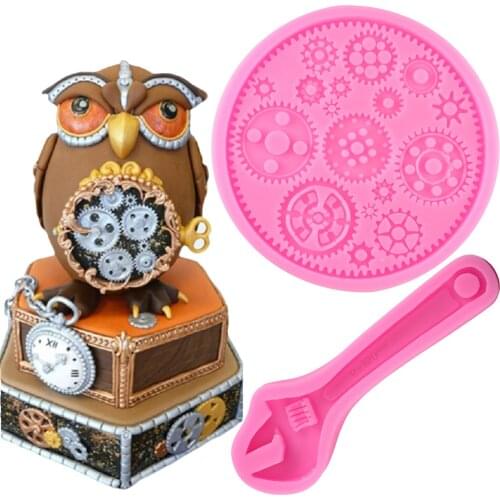 Repair Tools Mechanical Screw Gears Wrench Silicone Mold Cupcake Topper Fondant Cake Decorating Tools Candy Clay Chocolate Molds