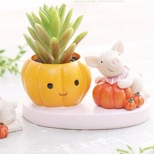 New Mini Succulent Plants Pot Animals Resin Flowerpots Planters Desk Flower Pot Macetas Flower Plateau Flowerpo Home Decor