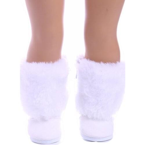 Doll Shoes Boots Fur Toy Gift Doll Shoes White Long Boots For 18" inch American Doll For Generation Toy Accessories