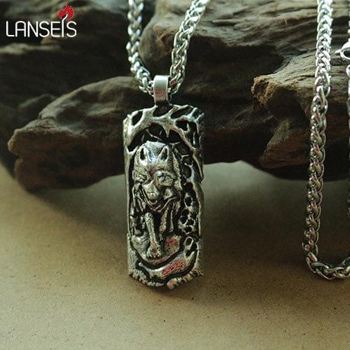 Lanseis 10pcs viking wolf men necklace pendant nore wolf jewelry