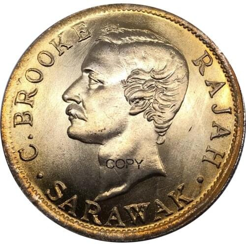 Sarawak 1906 H 50 Cents Charles Brooke Rajah Coin Metal Cupronickel Silver Plated Collectibles Souvenir Copy Coins