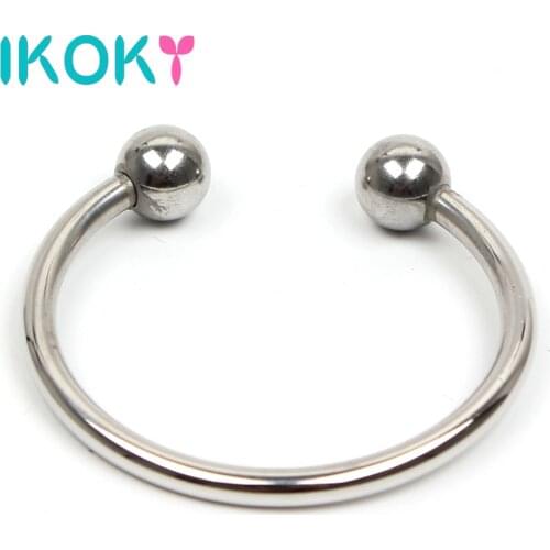 IKOKY Delay Ejaculation Male Chastity Device Stainless Steel Penis Ring Silver Cock Ring Sex toys for Men Various Sizes