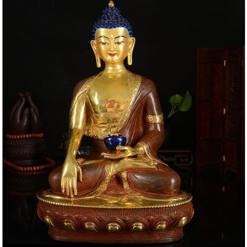 Wholesale buddha statue # 33CM # HOME Talisman efficacious Protection # Tibetan Buddhism the Buddha Gilding brass statue